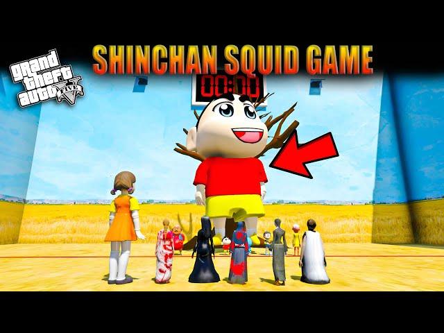 GTA V: Squid Game Doll Playing Shinchan Squid Doll Game in GTA 5 in Telugu | Red Light & Green Light