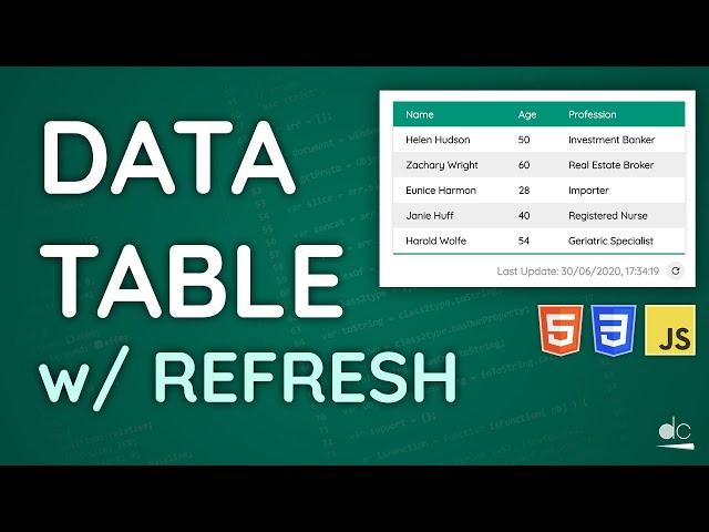 Data Table with Async Refresh using HTML, CSS, JS and Express.js