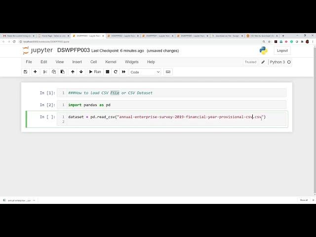 Import csv file in python Jupyter Notebook using pandas. Load csv file python Jupyter notebook