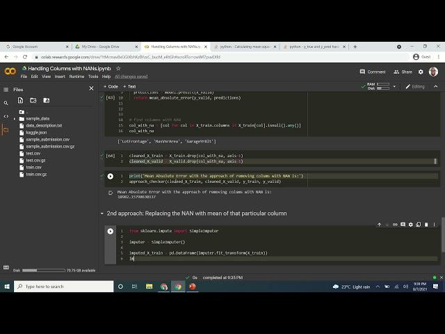 How to work with columns with missing values in your machine learning projects part 3