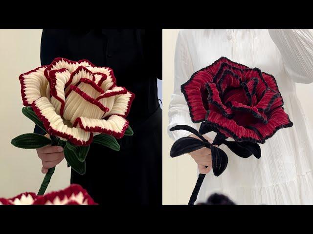 DIY Rose Flower | how to make super big rose flower from pipe cleaners | giant rose flower tutorial