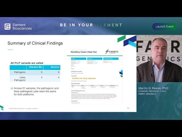 Exploring Clinical Sequencing with Element & Fabric Genomics