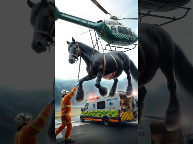 Pregnant mare rescue with air support #rescue #pregnant #mare #shortsfeed #doctor #animals #ai