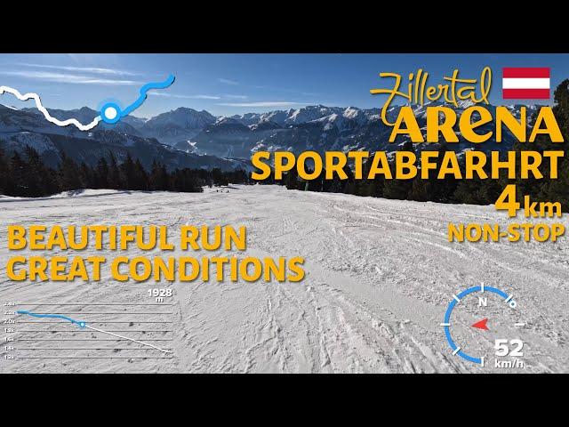 Skiing in Zillertal Arena, Austria - Karspitz to Wiesenalm via Sportabfahrt - 4K with GoPro Hero 11