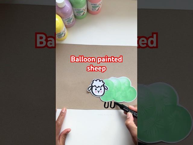 Balloon painting making the cutest sheep! #kidscrafts #kidspainting