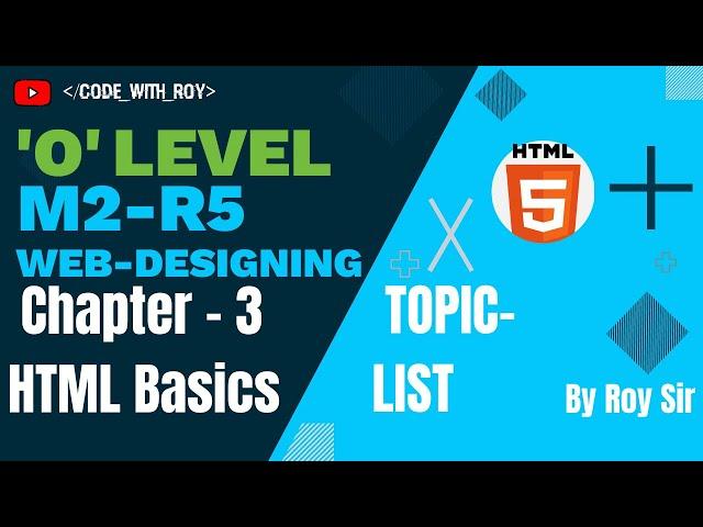 'O' Level | M2-R5 | Web Designing & Publishing | HTML | List