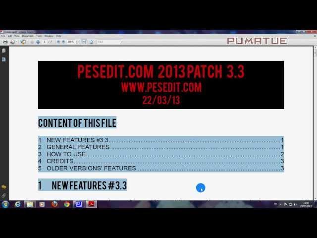 PES 2013 PESEDIT 3.3 installation + test + PESEDIT 3.4 + PESEDIT 3.6 LIENS