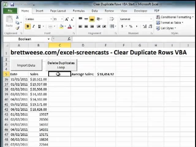 Excel VBA - Delete Duplicate Rows