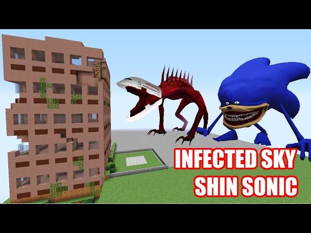 SURVIVING FROM INFECTED SKY & SHIN SONIC ARRIVAL in Minecraft - Gameplay Coffin meme!