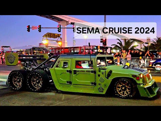  SEMA CRUISE NIGHT 2024 4K | EPIC Lineup of Custom Cars & Trucks roll out from Las vegas Convention