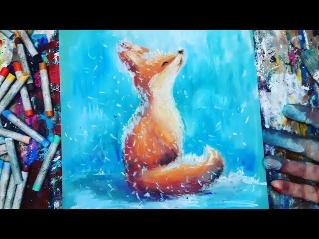 FOX | How to draw Dry pastel | Can  paints