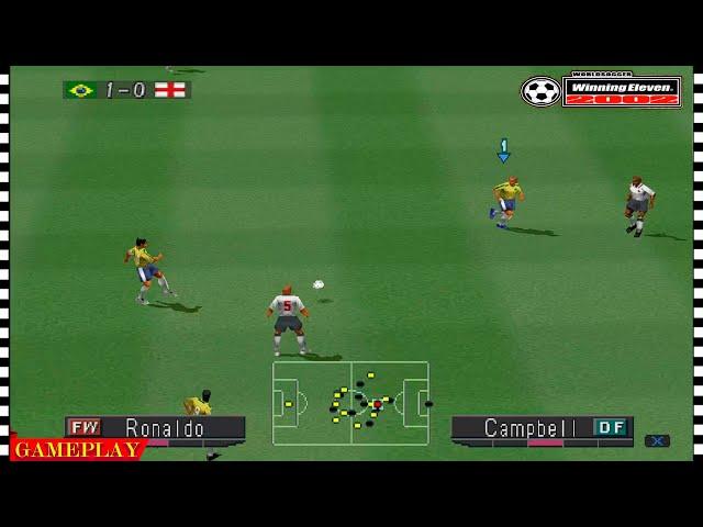 Sony Playstation 1 Gameplay: Winning Eleven 2002 (Brasil vs Inglaterra) 1080p 60fps mejores gráficos