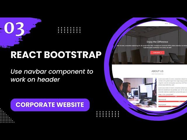 React Bootstrap #3 - Use navbar component to work on header