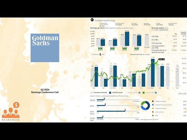 $GS Goldman Sachs Q2 2024 Earnings Conference Call