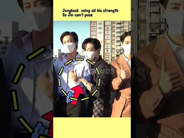 jungkook using all his strength so jin can't pose #jinkook #kookjin #btsfunnyvideos #jinkookmoments
