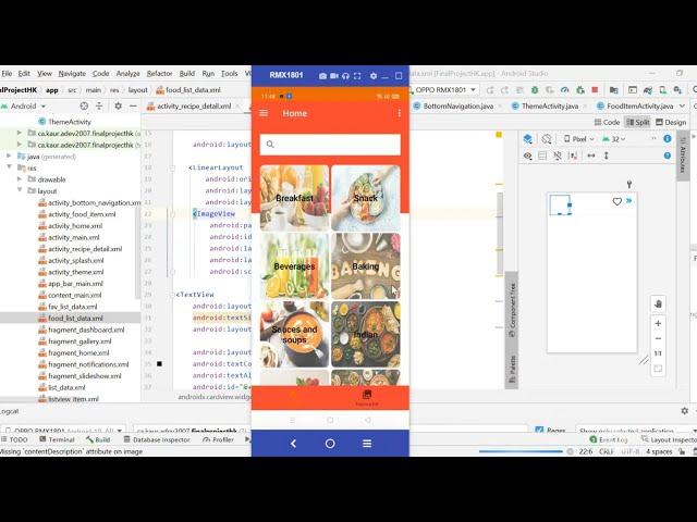 Food Application in Android Studio Java/Kotlin, Recipe's App, restaurant app firebase/mysql database