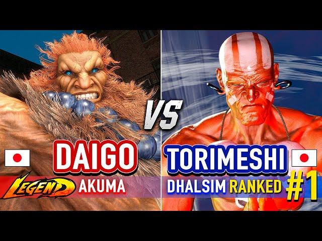 SF6  DAIGO (Akuma) vs TORIMESHI (#1 Ranked Dhalsim)  SF6 High Level Gameplay