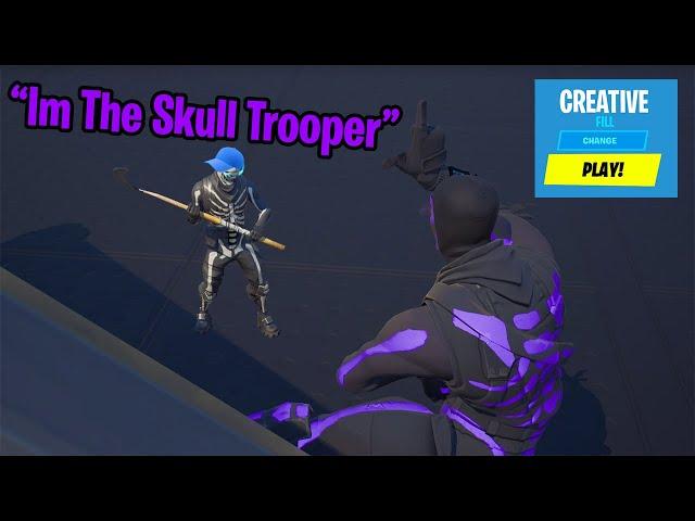 This kid was pretending to have the purple skull trooper