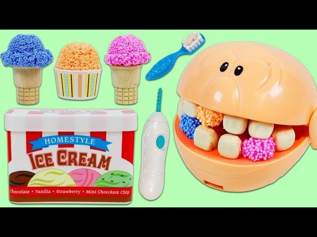 Feeding Mr. Play Doh Head Play Foam Ice Cream!