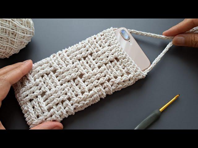 DIY Crochet Phone Bag Tutorial | Basket Weave Pattern