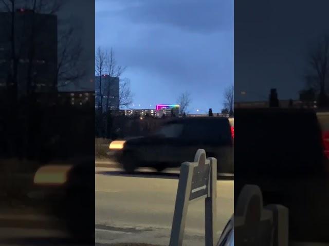 Anchorage downtown new rainbow lights on top of building #Anchorage #Alaska #DowntownAnchorage