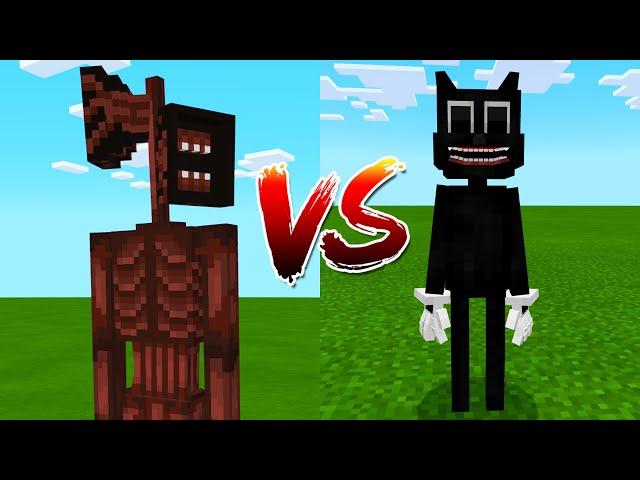 МУЛЬТЯШНЫЙ КОТ И СИРЕНОГОЛОВЫЙ БИТВА В МАЙНКРАФТ SIREN HEAD ПРОТИВ CARTOON CAT SCP MINECRAFT PE