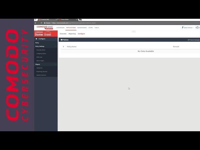 Comodo Dome Shield - How To Add a Policy