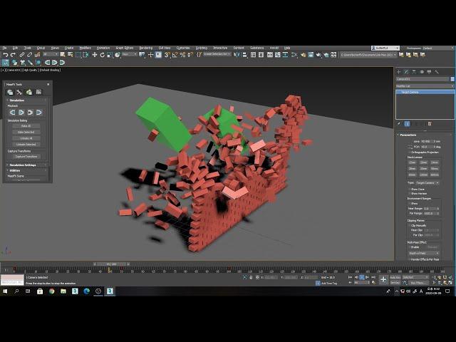 3Ds Max 강좌, MassFX RBody_벽돌담이 무너지는 애니메이션