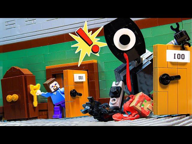 Escape From 100 LEGO Roblox Doors in Minecraft - LEGO Minecraft Challenge - Animation