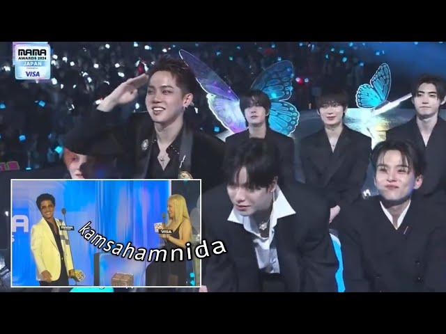 Kpop idol reaction to Rosé and Bruno Mars speech at MAMA Award 2024, Bruno Mars Kamsahamnida