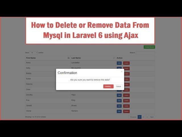 How to Delete or Remove Data From Mysql in Laravel 6 using Ajax