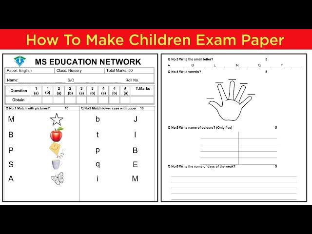 How To Make Children English Exam paper || How To Create Exam Paper In Ms Word Urdu/Hindi