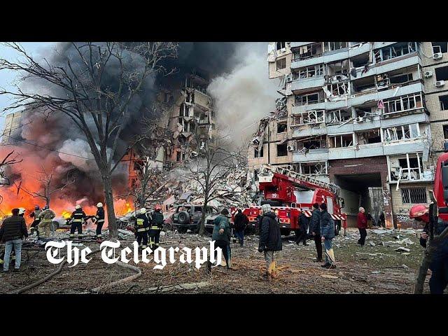 Dnipro, Ukraine: At least five people killed after Russian missile hits residential building