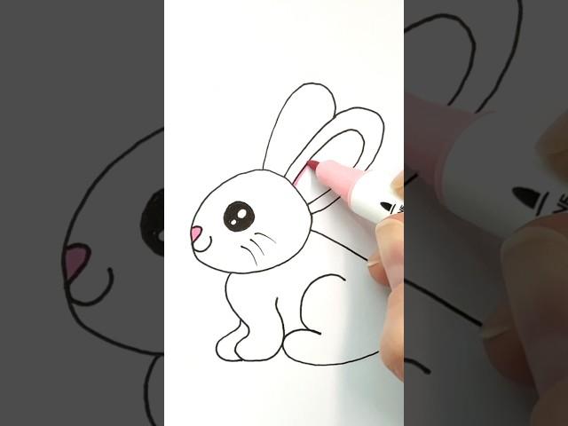 Simple bunny drawing | Step by step Easter drawing for kids