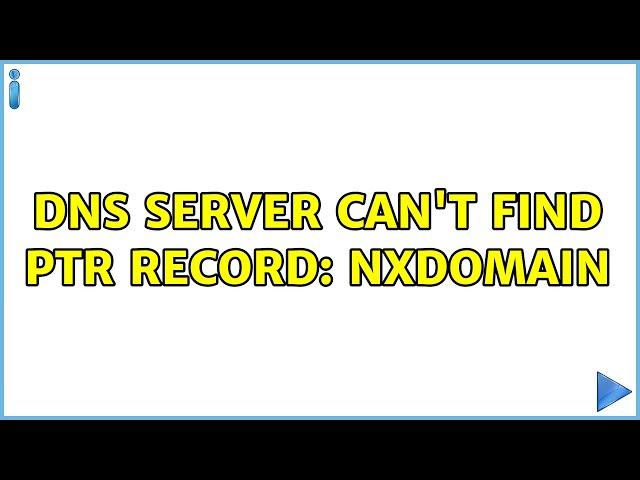 Ubuntu: DNS server can't find PTR record: NXDOMAIN