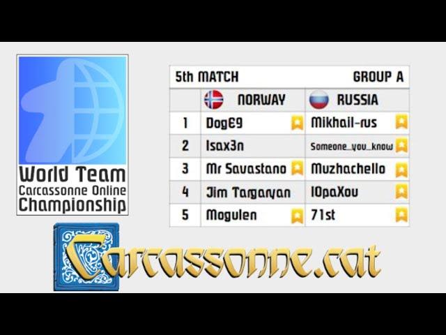 Carcassonne World Team Championship  (Norway vs. Russia) | Live Cast