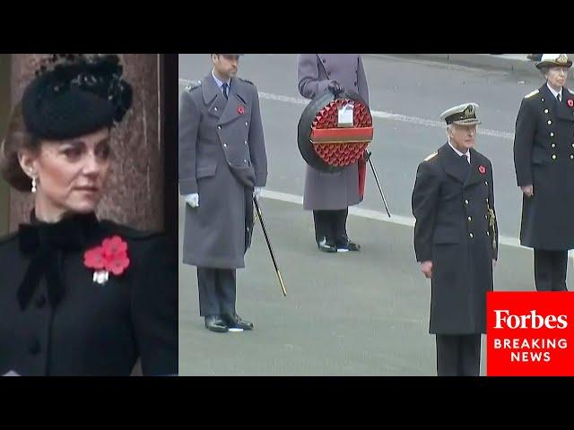 King Charles III, Princess Kate, Royal Family Members Mark Remembrance Day At London's Cenotaph