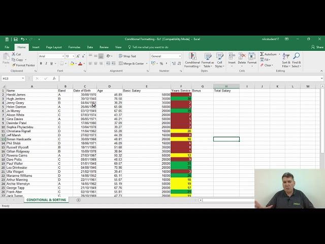 Conditional Formatting In Microsoft Excel | nilc.co.uk tutorial