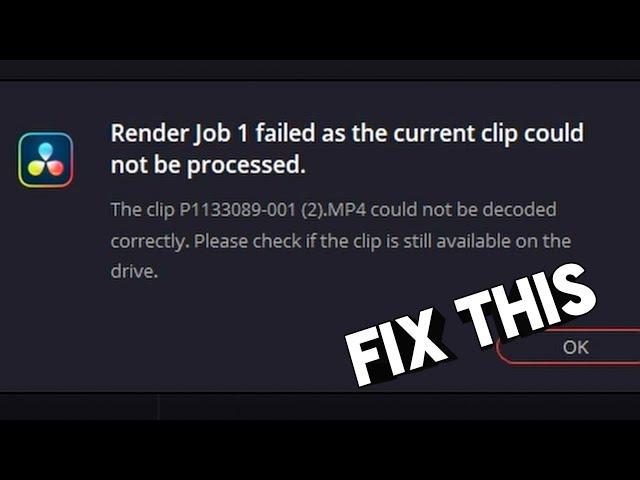 How to fix "clip could not be processed" or decoded correctly error in Davinci Resolve
