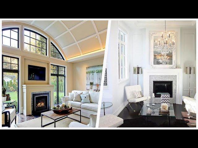 75 Contemporary Living Space With A Tile Fireplace Design Ideas You'll Love 