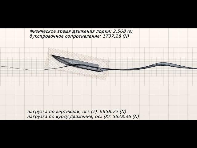 Расчетная сетка с генератором волн.