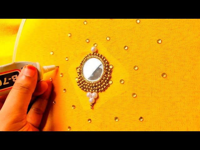 Simple golden hand embroidery work for beginners | Neck design | Bees flower designs