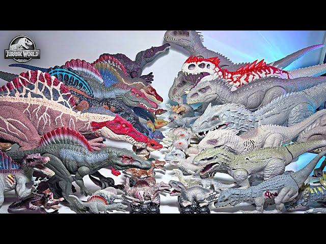 MY MEGA SPINOSAURUS VS INDOMINUS REX Toys COLLECTION! Jurassic World Dinosaurs Collection Battle