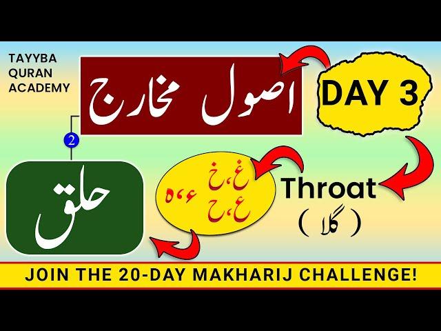 Usool e Makharij Day-3 | Makharij al huroof tajweed | Haroof e Halqi حروف حلقی