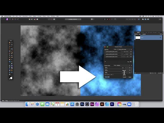 Affinity Photo tutorial : procedural texture filter ... grayscale to color presets HOW TO