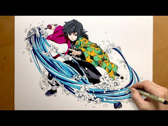 How to draw Giyu Tomioka from Demon Slayer I Kimetsu no Yaiba | step by step | draw anime | Giyuu