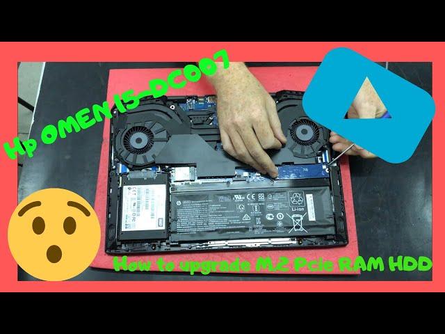 How Upgrade M.2 Pcie Nvme RAM SSD HDD Hp OMEN 15 15-dc0007ns Disassembly