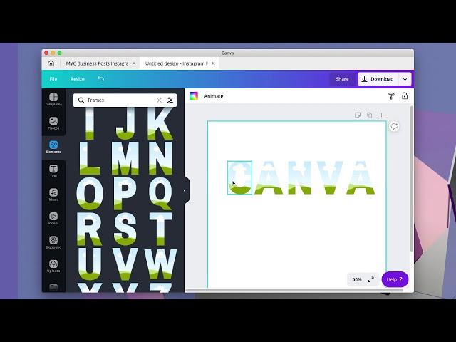 Using Text Frames in Canva