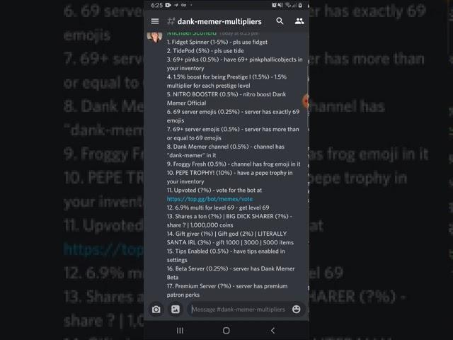 Discord Bot | ALL DANK MEMER BOT MULTIPLIERS UPDATED!