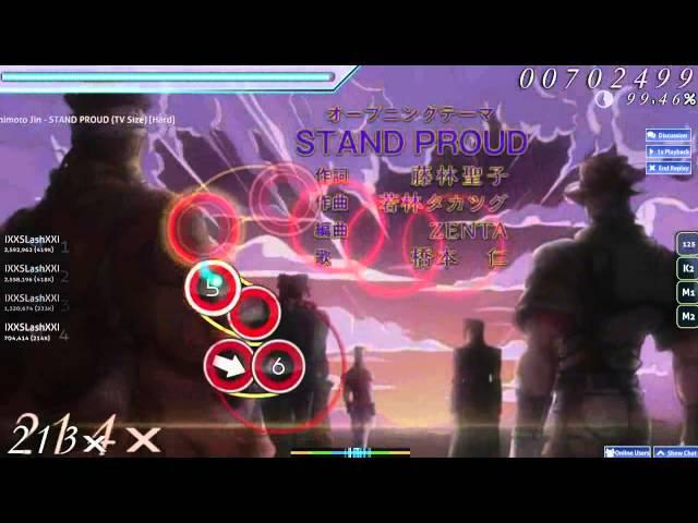 Osu! Jojo's third opening - Stand Proud (Hard - 99,2% - Rank S)